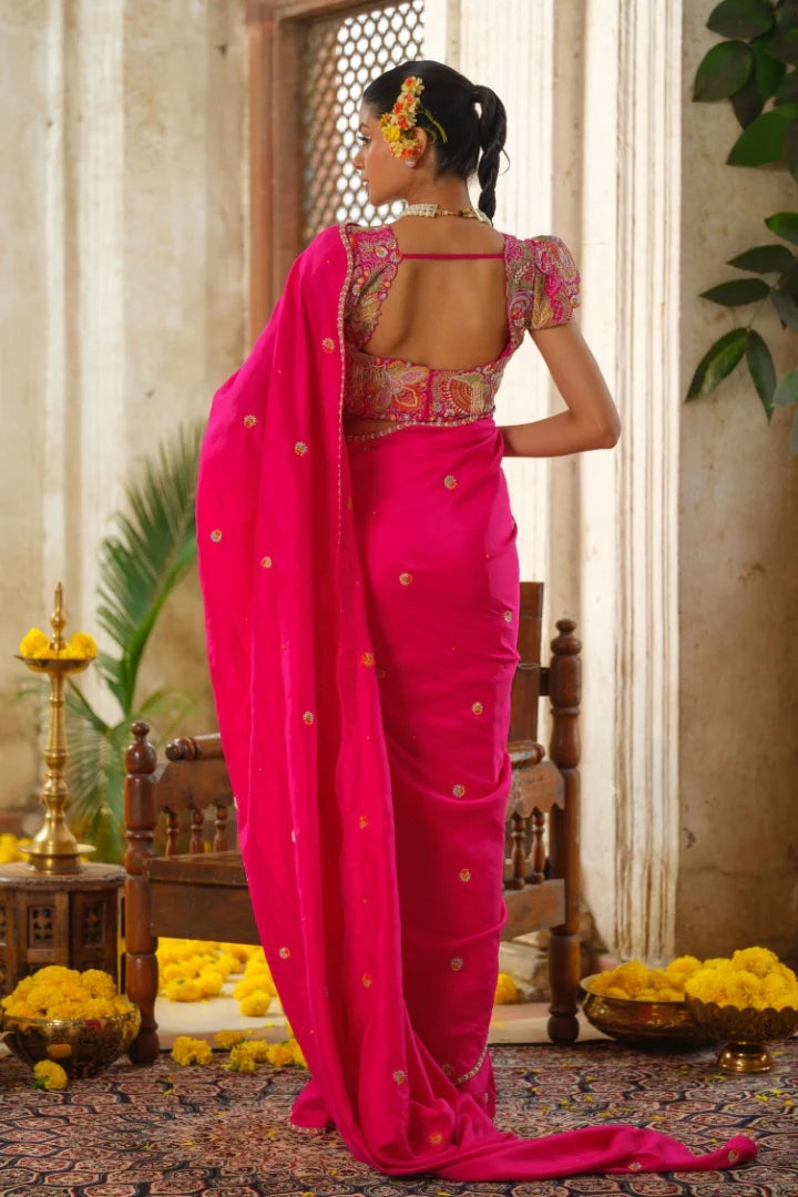 Hot Pink Silk Saree