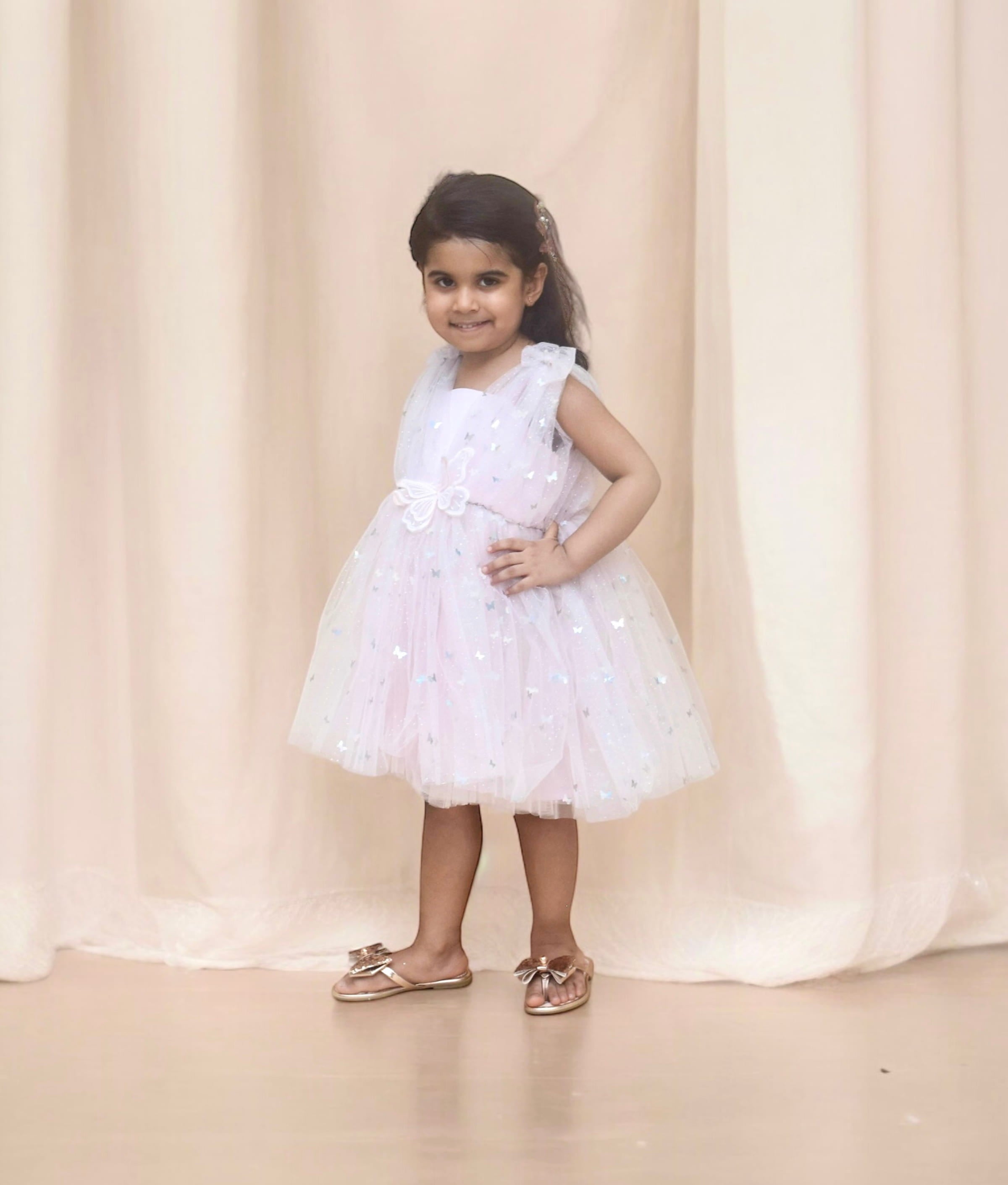 Baby Pink Butterfly Frock