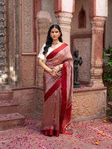 Maroon Pure Tissue Silk Banarasi Handloom Saree