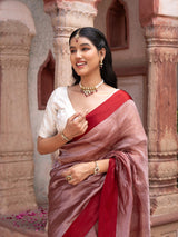 Maroon Pure Tissue Silk Banarasi Handloom Saree