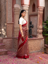 Maroon Pure Tissue Silk Banarasi Handloom Saree