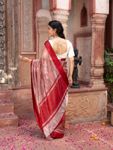 Maroon Pure Tissue Silk Banarasi Handloom Saree