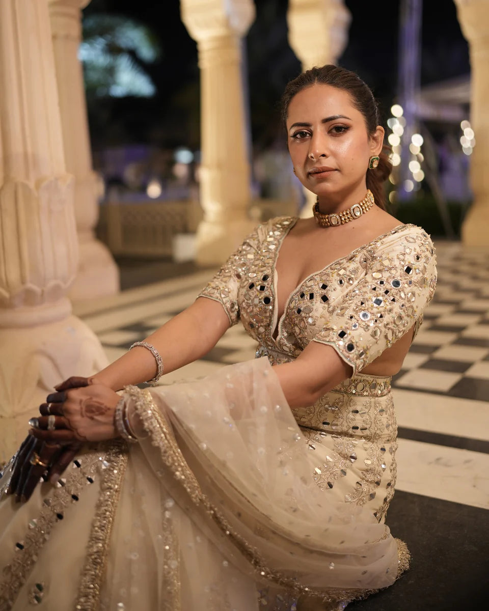 Sargun Mehta in Aasmi Anarkali Set