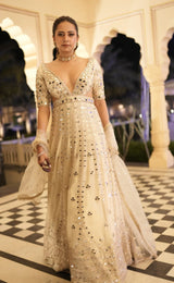 Sargun Mehta in Aasmi Anarkali Set