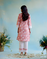 Dusty Rose Cotton Kurta with Narrow Pants