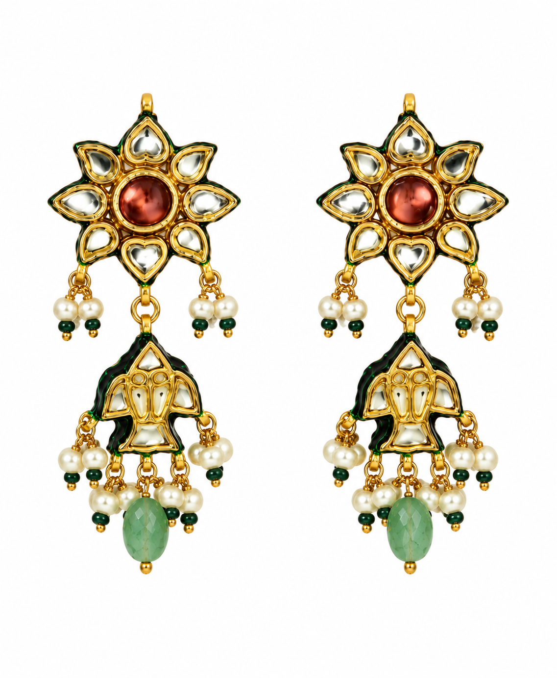 Navratna Kundan Pearl Statement Choker Earring Set