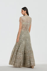 Mirror work , pearl beads, zari , sequins ,gota