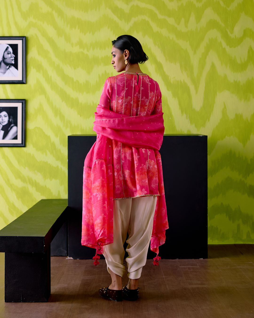 Fuchsia Pink Short Anarkali Set
