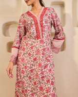 Rosewood Embroidered Cotton Kurta with Narrow Pants
