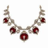 Ruby Semi-Precious Stone Moissanite Necklace Set