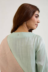 Mint Floral Zari Tissue Angrakha with Narrow Pants - Set of 2