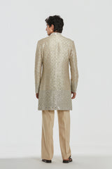 Sherwani - Tissue , Stole and kurta - Heavy chanderi , Pant - cotton twill