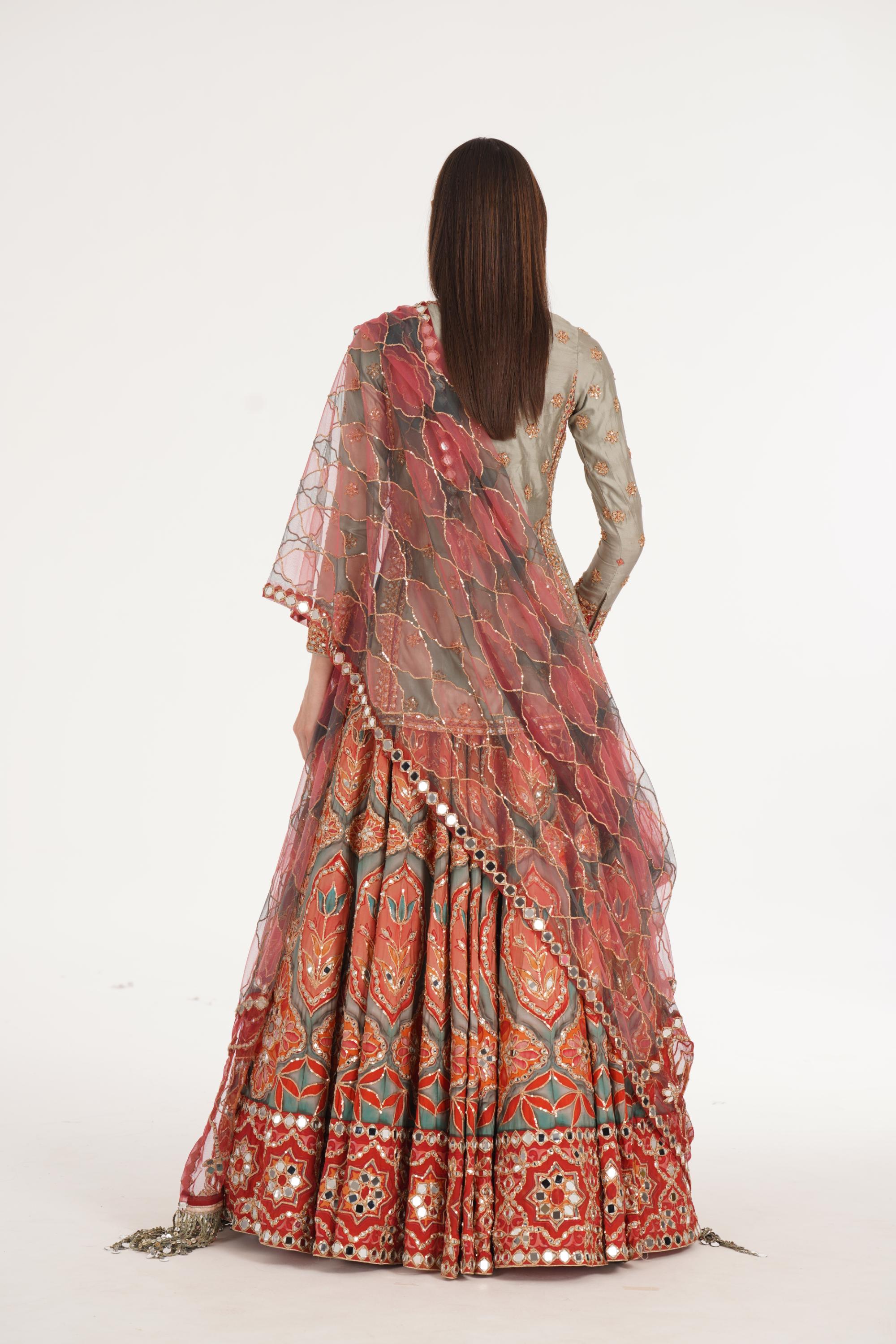 RUBY FOREST SMOPKE LEHENGA SET