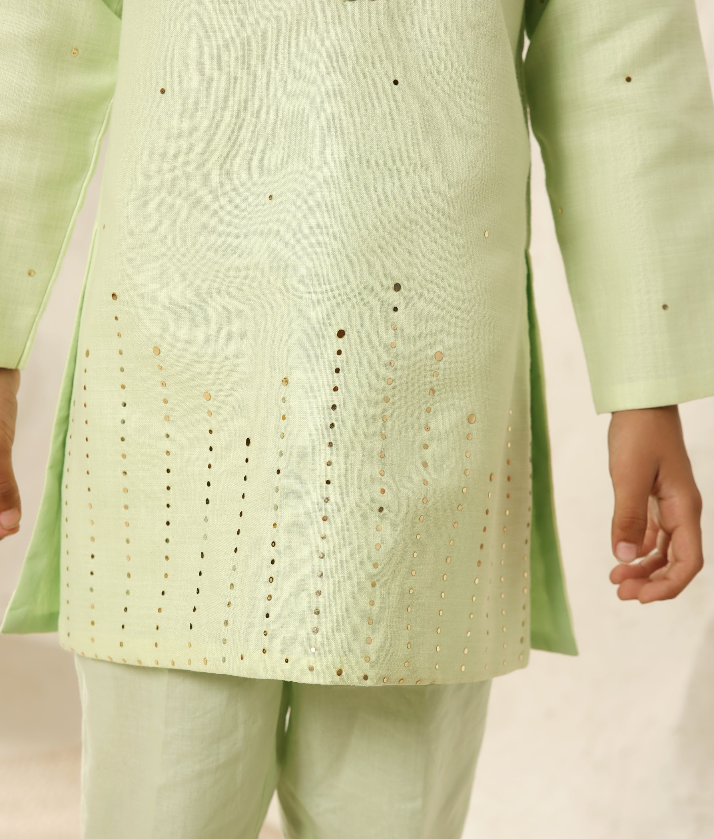 Green Faux Mukaish Kurta with Pant