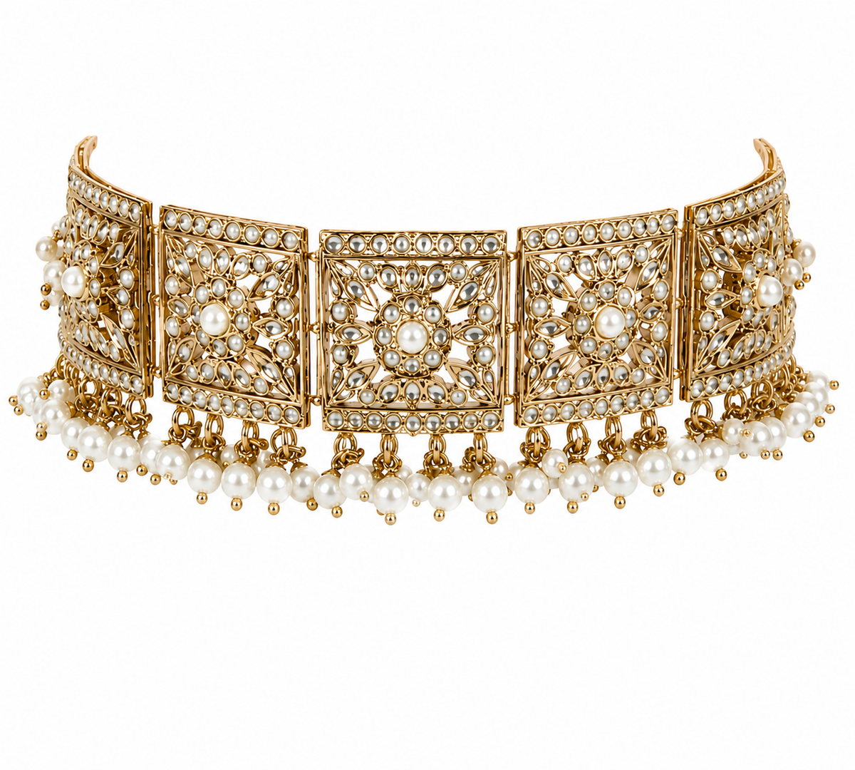 Gold Plated Handcrafted Jadau Necklace Set