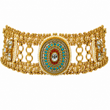 Multicoloured Handcrafted Jadau Kundan Choker Set with Pearl Accents