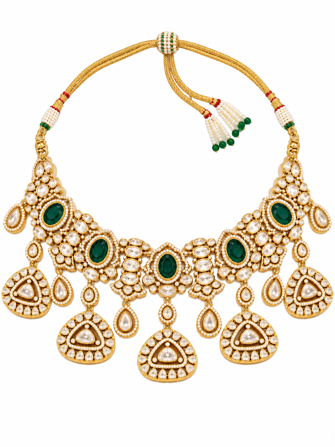 Emerald Kundan Statement Necklace Set 02