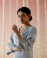 Sky Blossom Tissue Kurta with 
Narrow Pants & Dupatta - Set of 30