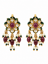 Navratna Kundan Floral Necklace Earring Set