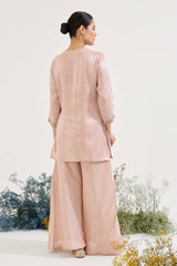 Old Pink Charm Tissue Kurta with Sharara - Set of 2