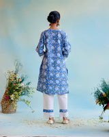 Dusty Rose Cotton Kurta with delicate lace detailing