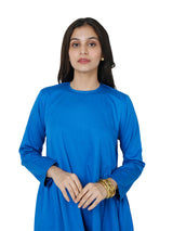 Blue Cotton Satin Kurta Set for Everyday Elegance