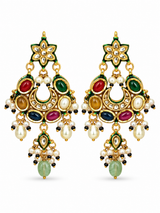 Navratna Kundan Pearl Choker Earring Set
