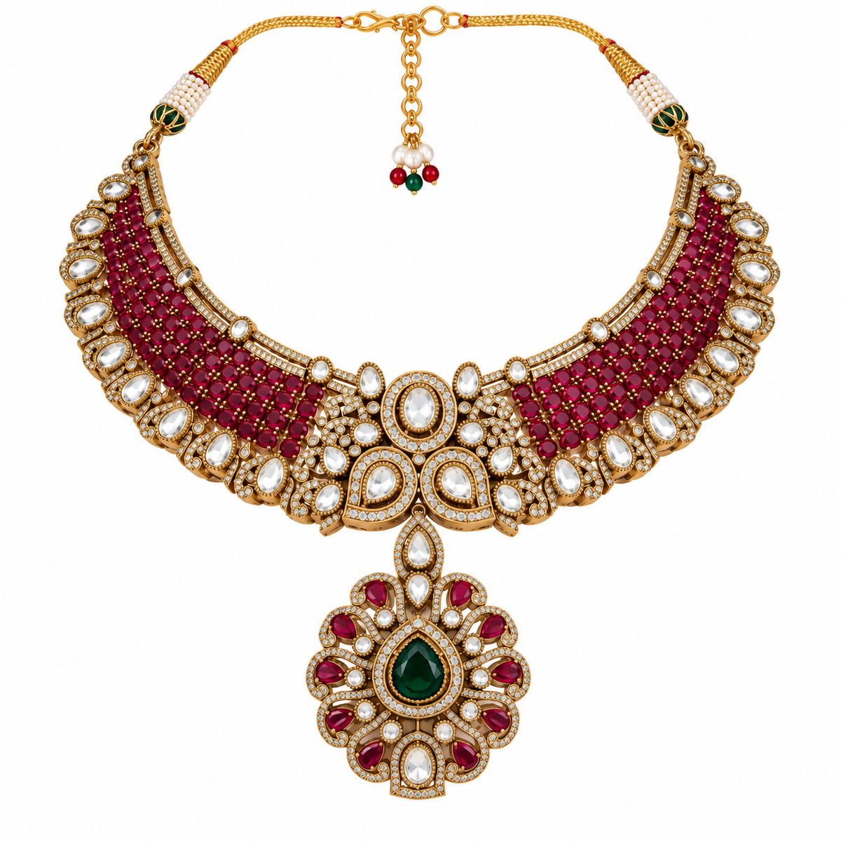 Ruby Moissanite Statement Necklace Set 23