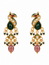 Kundan Peacock Beaded Choker Earring Set