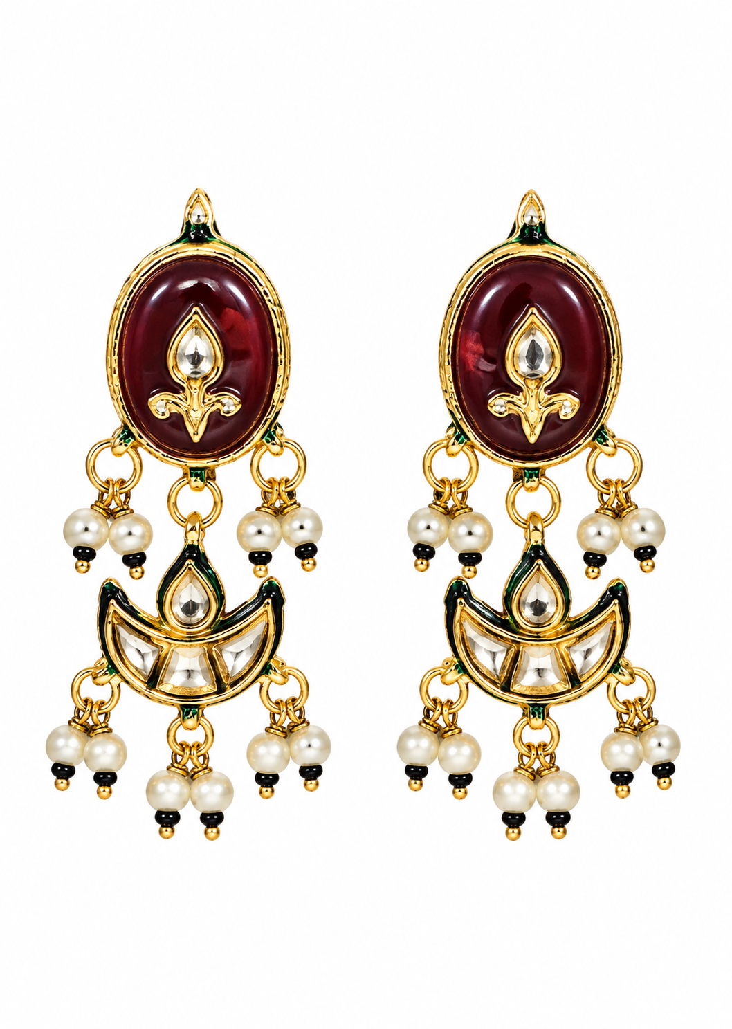 Kundan Beaded Choker with Drop Earrings