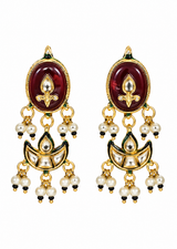 Kundan Beaded Choker with Drop Earrings