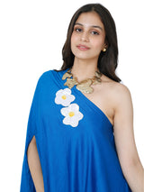 Blue Bloom Hand Embroidered Chanderi Brunch Dress