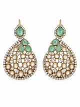 Sage Green Moissanite Polki Statement Necklace Set