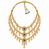 Emerald Kundan Three Layered Necklace Set 09