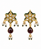 Navratna Kundan Floral Necklace and Earring Set