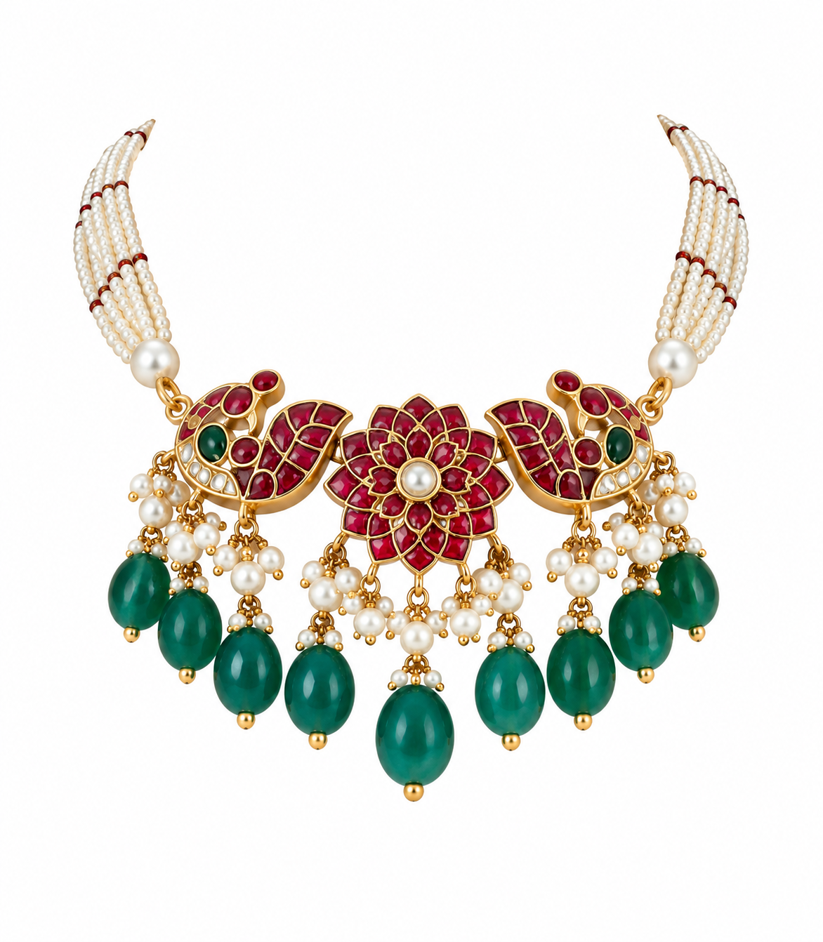 Pearl Beaded Peacock Necklace Set with Earrings 14