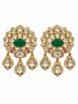 Emerald Moissanite Polki Choker Necklace Set