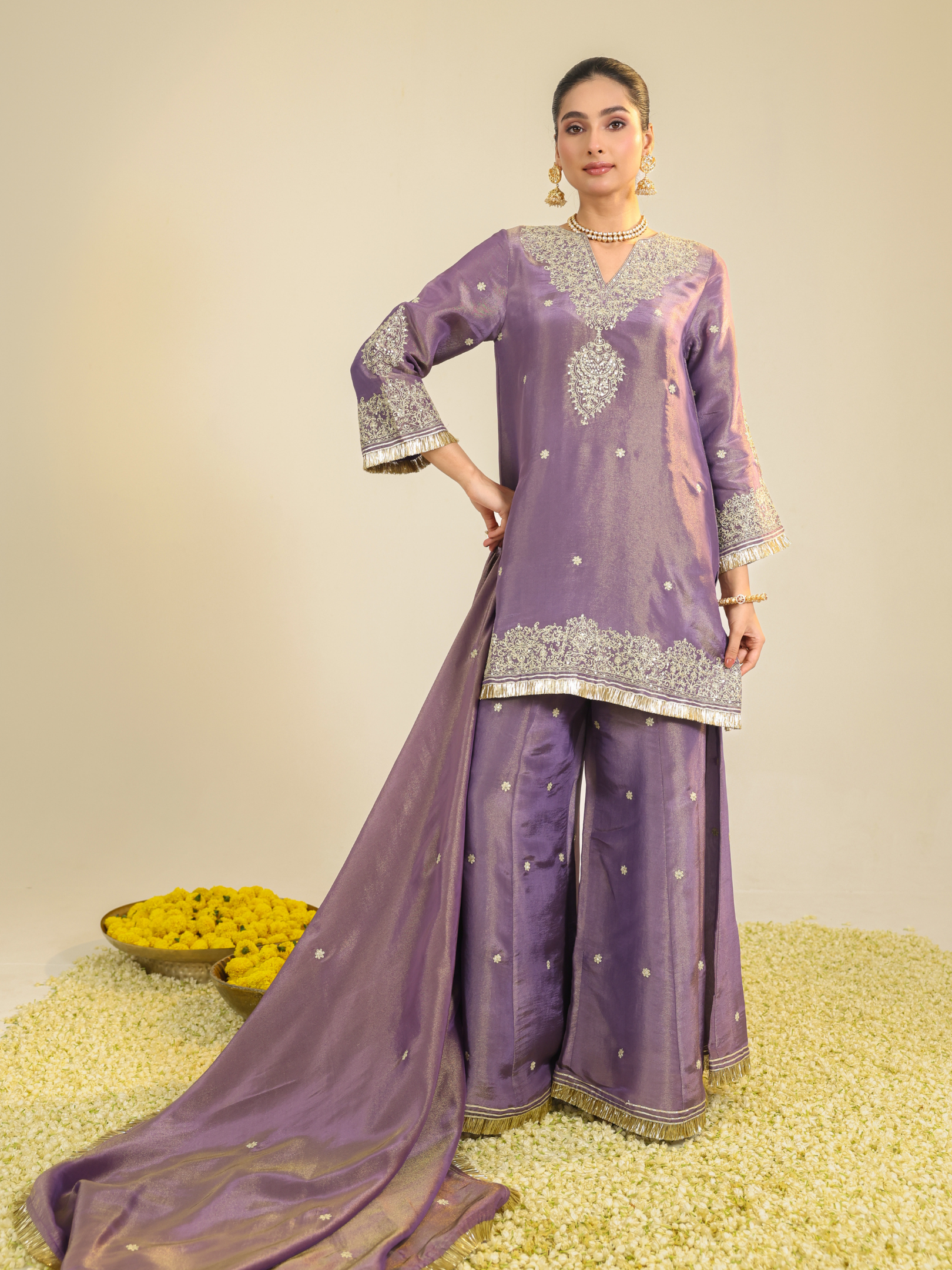 Purple Shimmer Begum Kurta Set