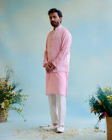 Rosy Glow Chanderi Gota Lace Kurta