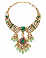 Emerald Polki Statement Necklace Set 03