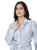 Ash Grey Chanderi Skirt Shirt Set for Subtle Sophistication