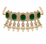 Emerald Green Moissanite Pearl Choker Set