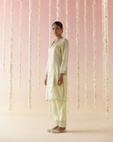 Lotus Green Tissue Kurta with 
Narrow Pants & Dupatta - Set of 3