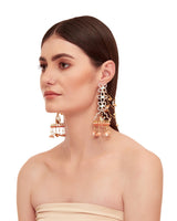 3 flower Earrings with Bird earchains