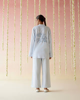 Blue Bloom Embroidered Co-ord Set