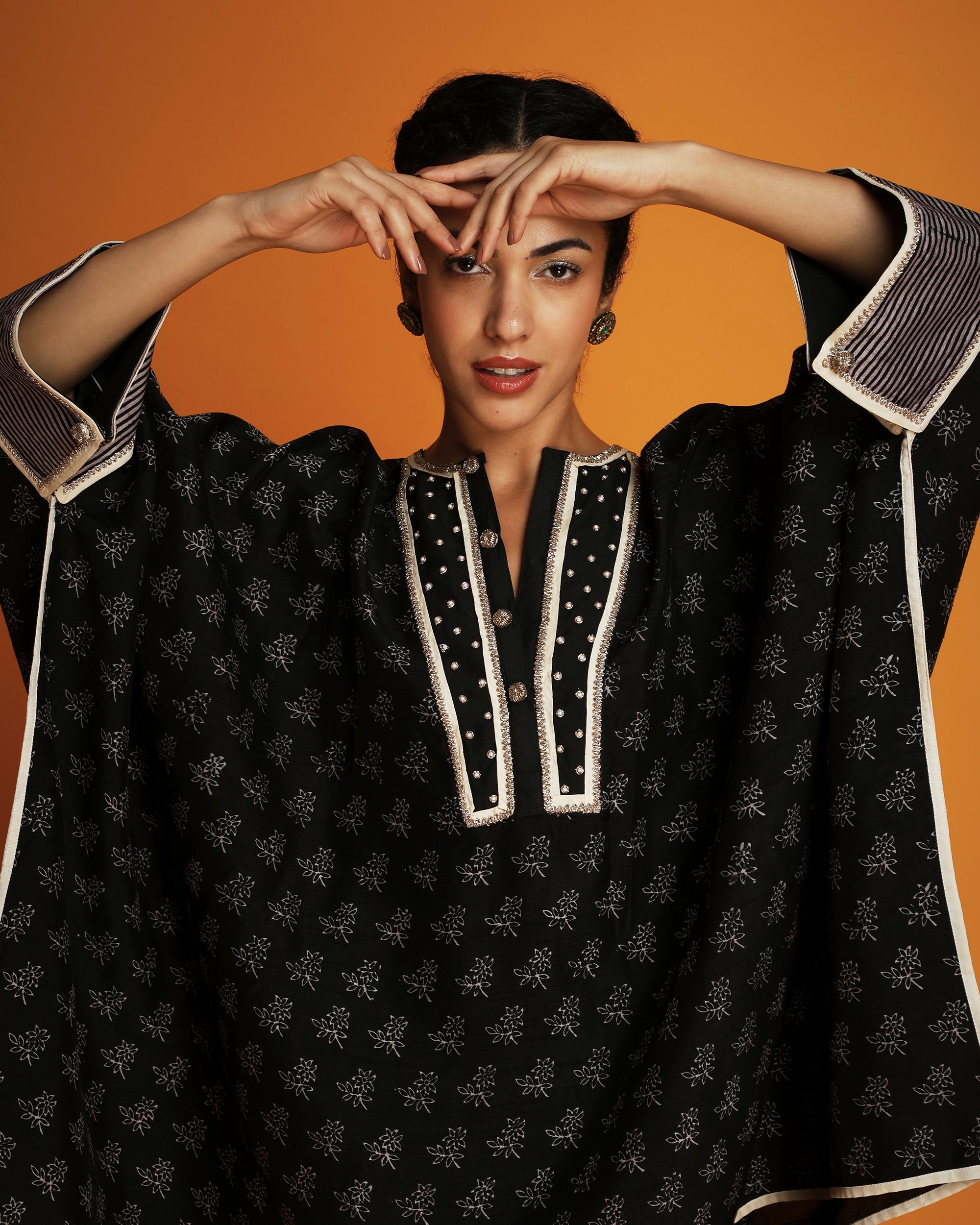 Black embroidered kaftan