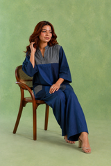 Blue Panel Handloom Cotton Co-ord Set