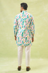 Multi Coloured Embossed Kurta-Jacket Set