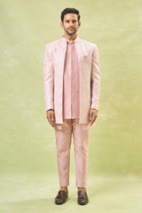 Mauve Pink Embroidered Indo-Western Set