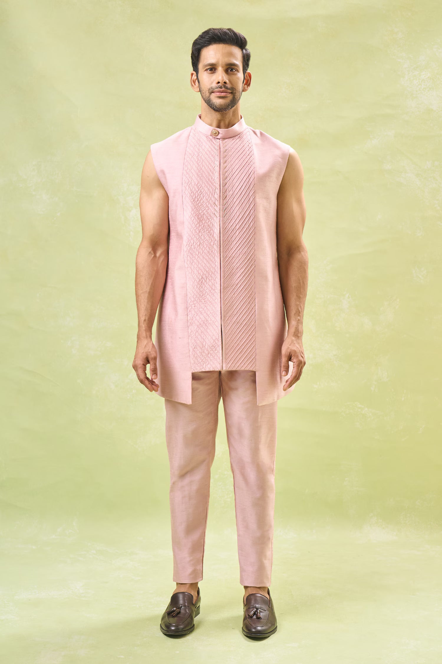 Mauve Pink Embroidered Indo-Western Set